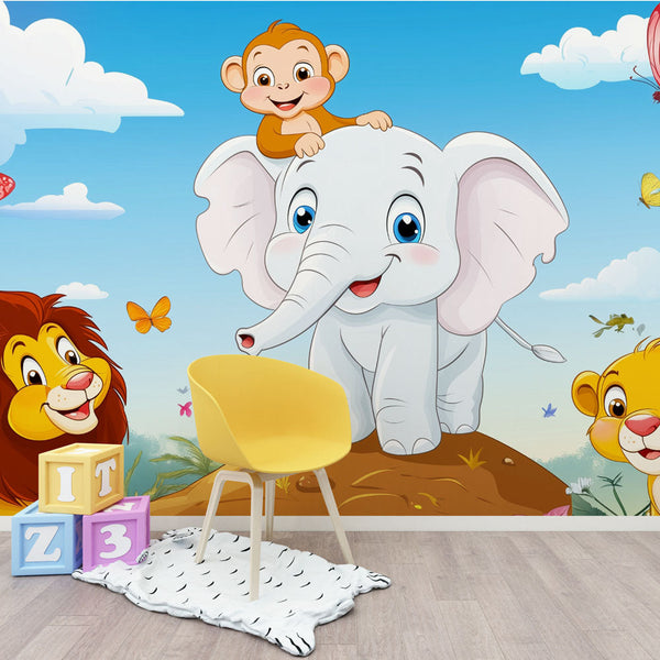 Jungle Friends Wallpaper | Hilltop Animals Wall Mural