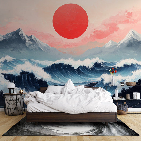 Ocean Wallpaper | Seascape Red Sun Wall Mural
