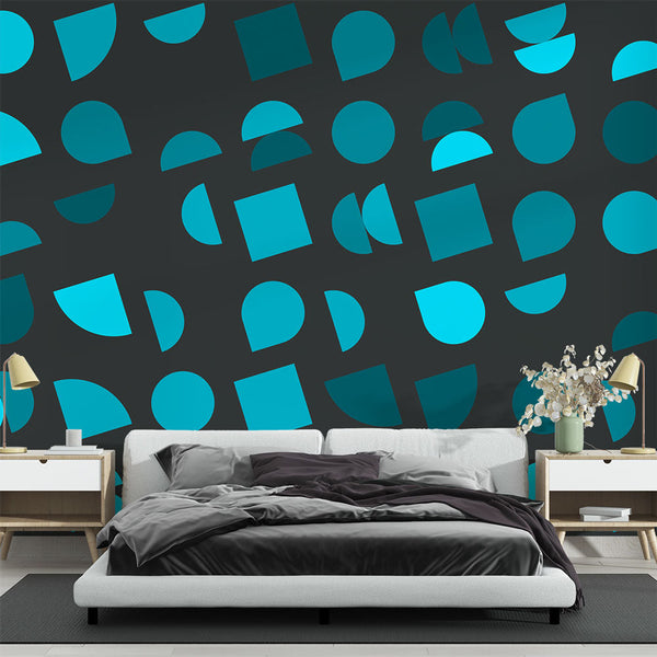 Modern blue geometric pattern wallpaper