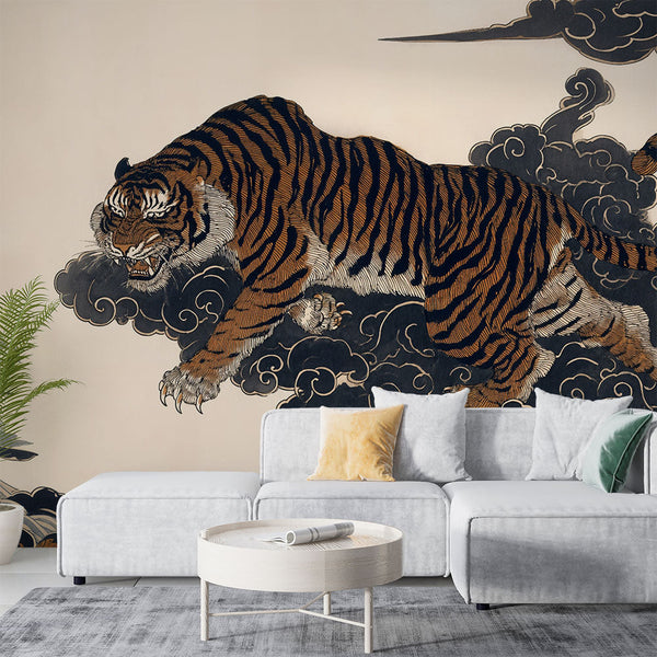 Asian Tiger Wallpaper | Traditional Japanese Wall Mural