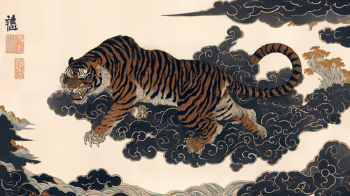 Asian Tiger Wallpaper | Traditional Japanese Wall Mural