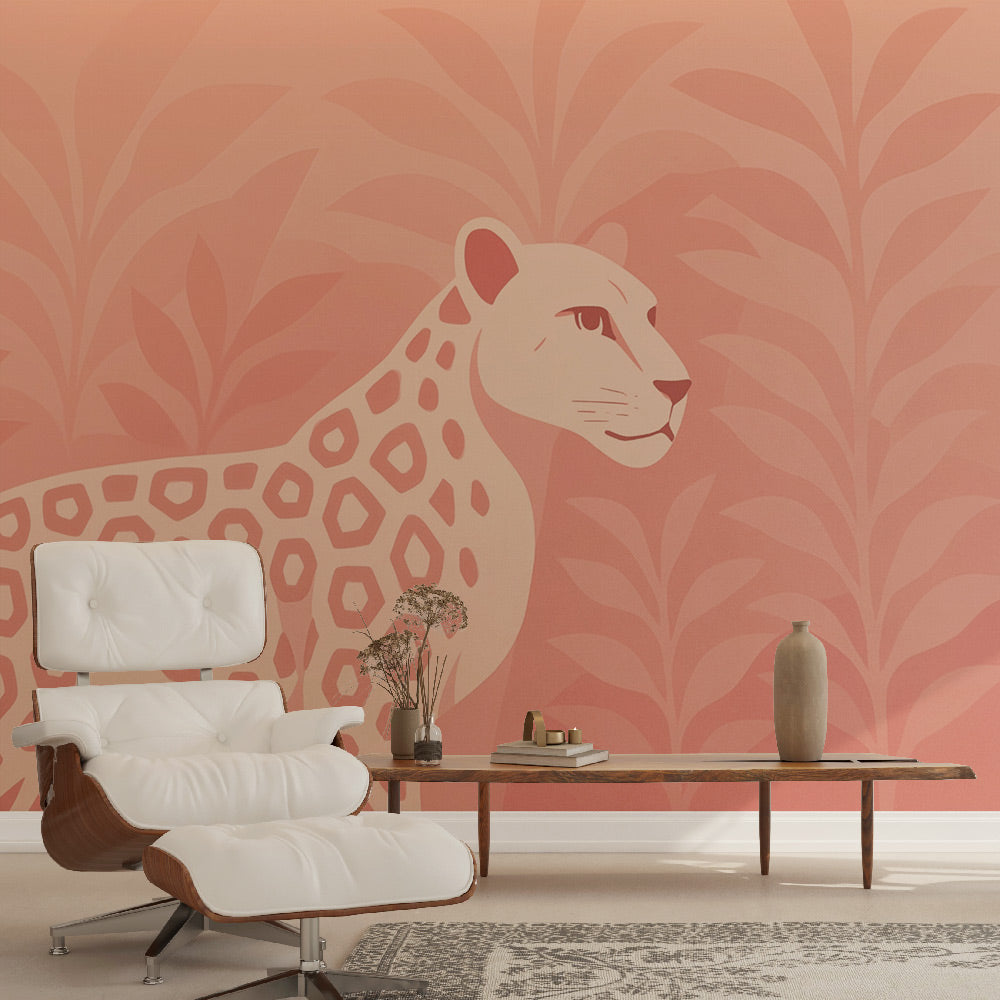 Leopard Wallpaper | Minimalist Modern Design in Blush
