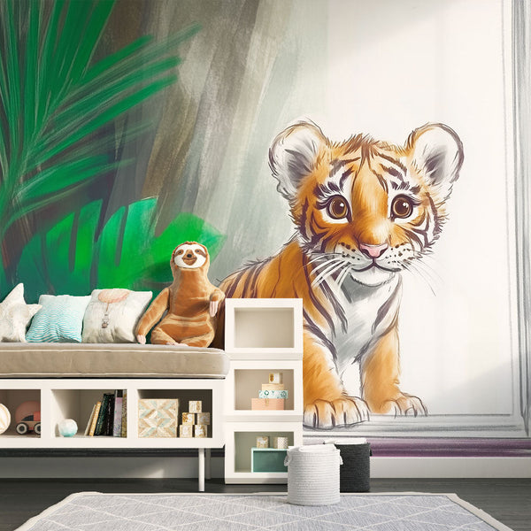Tiger Wallpaper | Cute Tiger Illustration in the Jungle