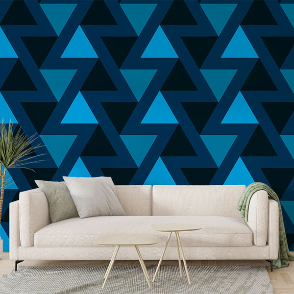 Geometric Wallpaper | Navy Blue Triangle Motif