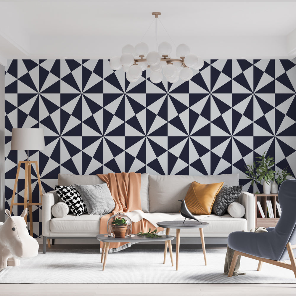 Geometric Wallpaper | Black & white Wall Mural