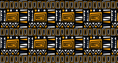 African Geometric Wallpaper | Black Yellow White Wall Mural
