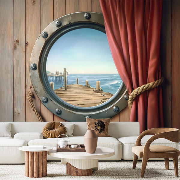 Porthole wallpaper | Marine escape wall mural