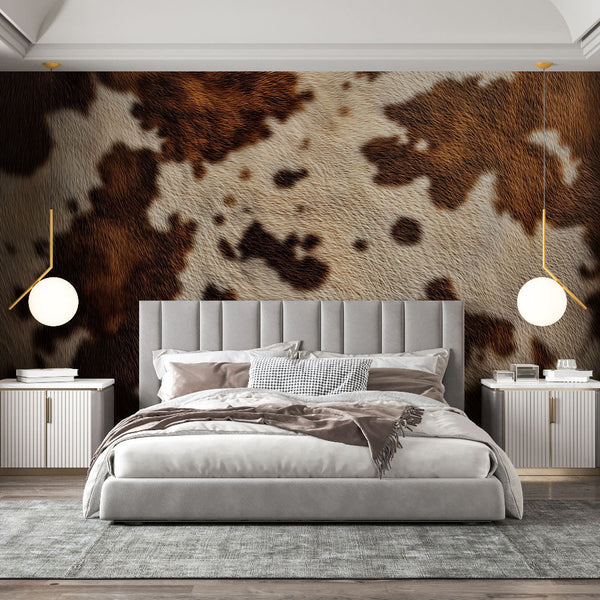 Cowhide Wallpaper | Warm Brown and Cream Animal Print