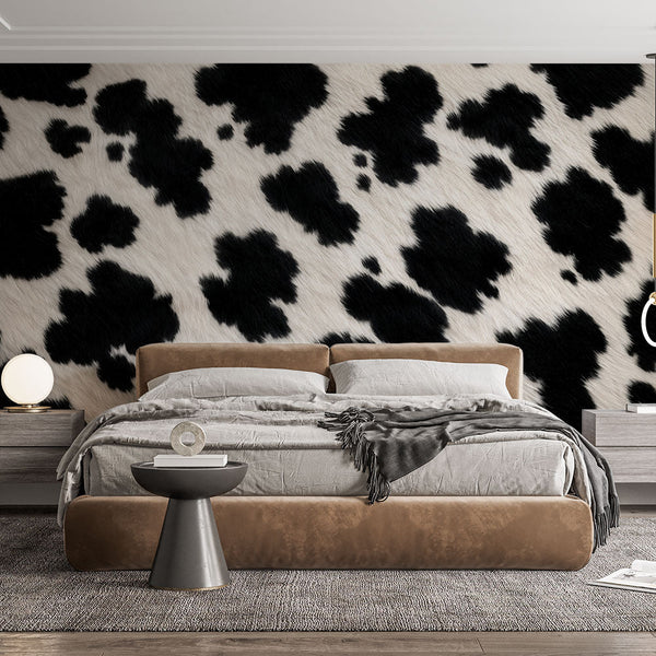 Cow Print Wallpaper | Modern Black and White Design