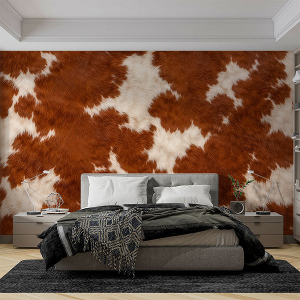 Cow Wallpaper | Realistic Brown and White Cowhide Print