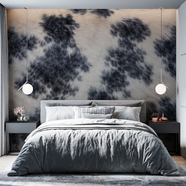 Faux Fur Wallpaper | Bold Black and White Spotted Print