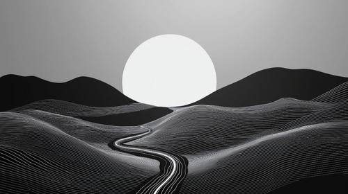 Abstract Landscape Wallpaper | Black & White Sunset