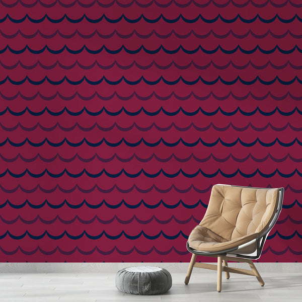 Scale wallpaper | Burgundy and navy blue design