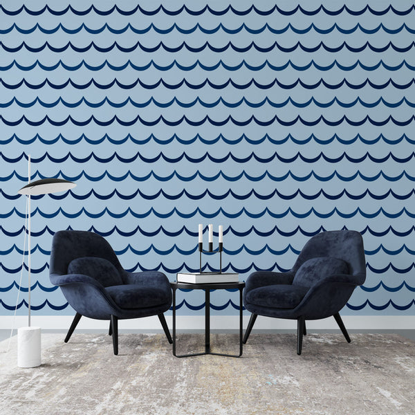 Wave wallpaper | Blue maritime pattern
