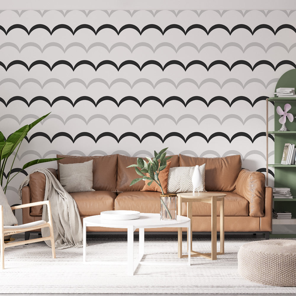 Arch pattern wallpaper | Modern black and white design