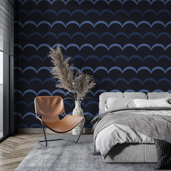 Scale wallpaper | Geometric navy blue pattern