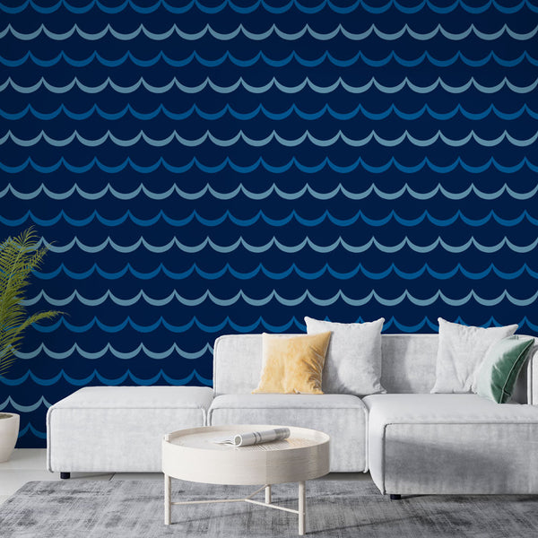 Wave wallpaper | Blue marine design