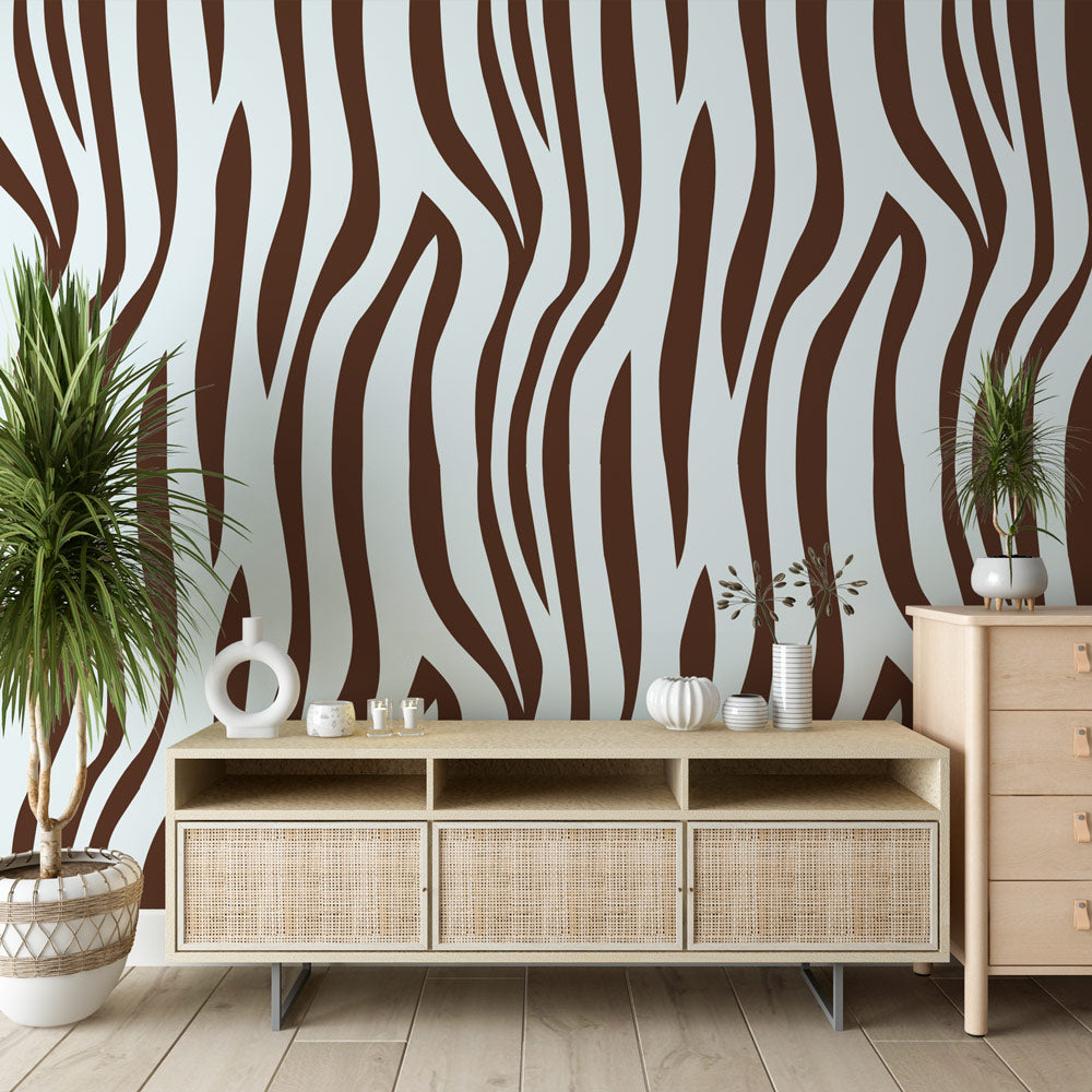 Zebra Wallpaper | Natural Brown and White Wall Mural