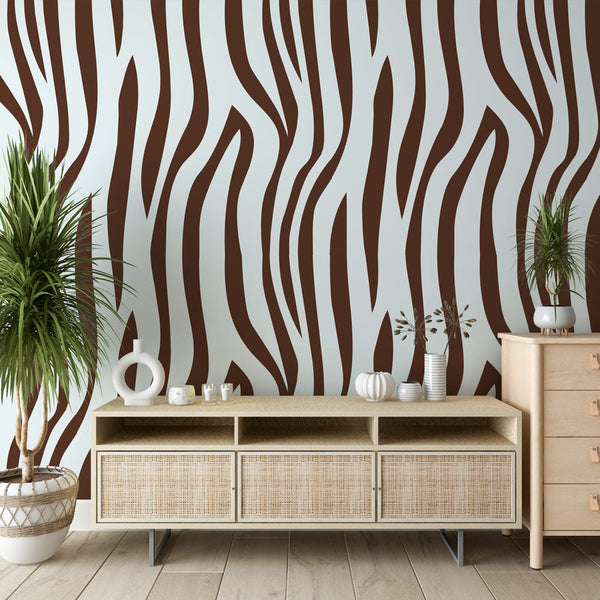 Zebra Wallpaper | Natural Brown and White Wall Mural
