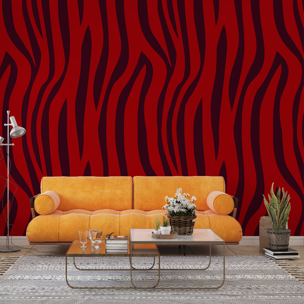 Red Zebra Wallpaper | Bold Contemporary Wall Mural