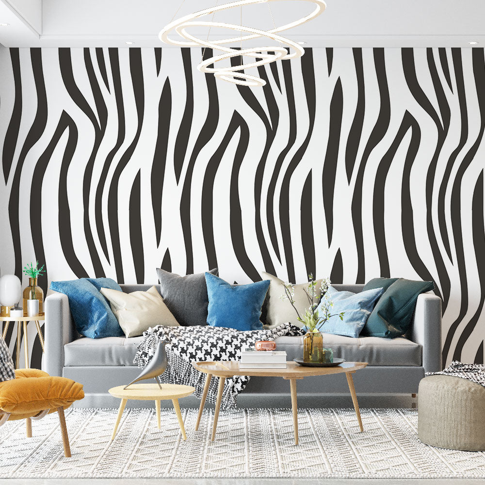 Zebra Wallpaper | Modern Black and White Wall Mural
