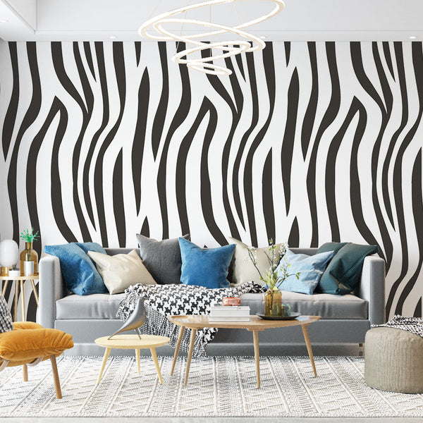 Zebra Wallpaper | Modern Black and White Wall Mural