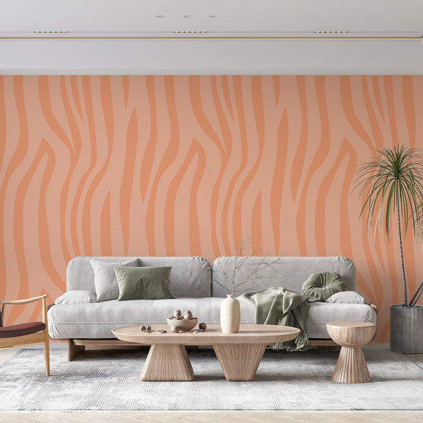 Zebra Wallpaper | Trendy Peach Tones Wall Mural